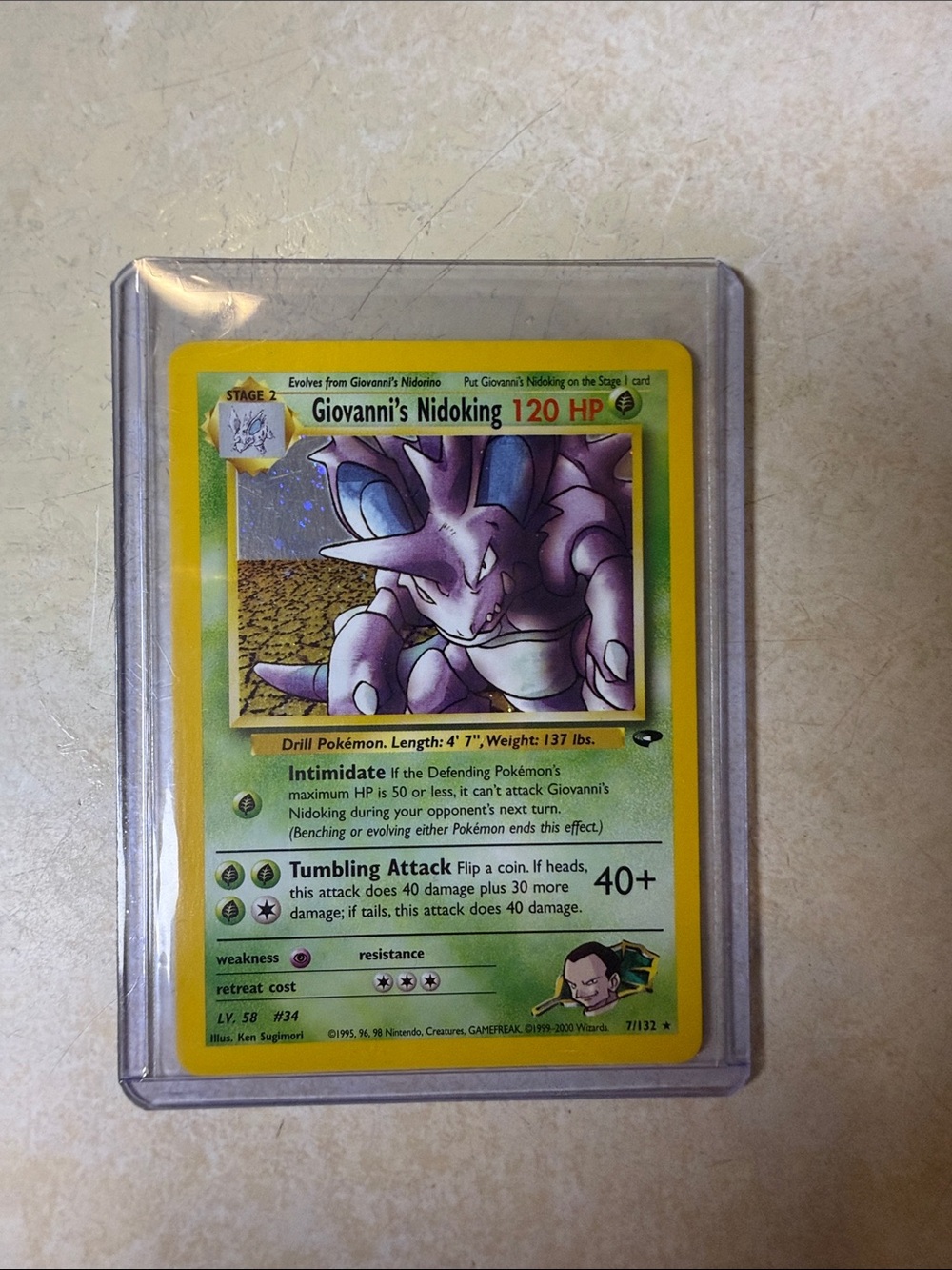 Pokemon Giovanni's Nidoking Card - Yellow/Green Frame